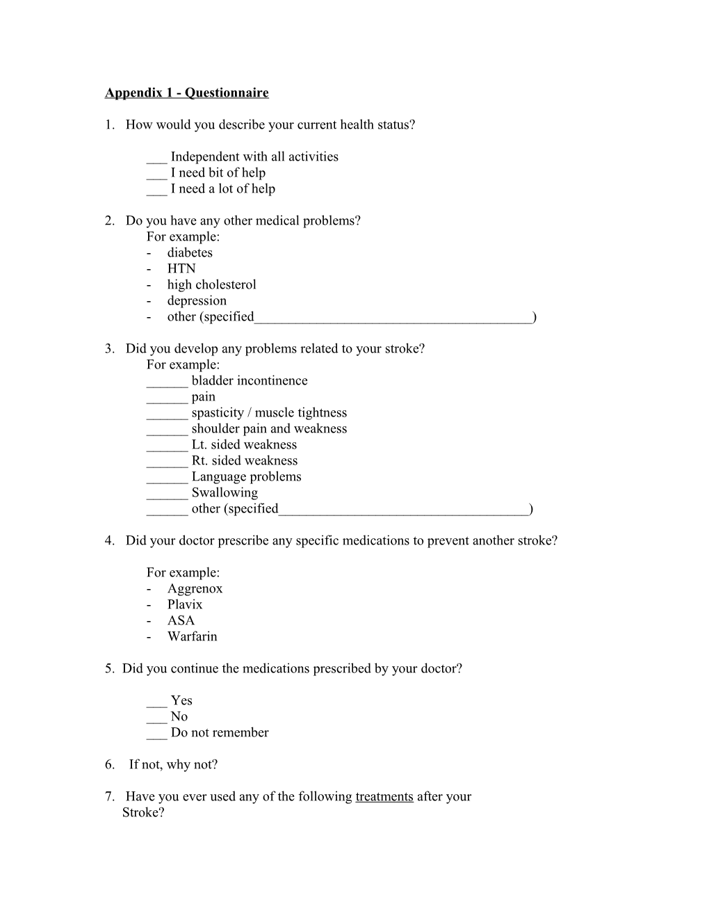 Appendix 1 - Questionnaire s1