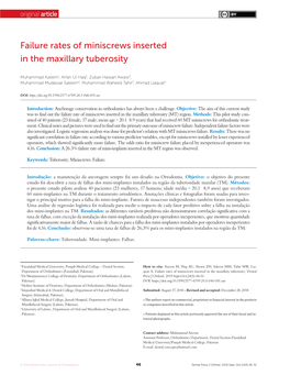Failure Rates of Miniscrews Inserted in the Maxillary Tuberosity