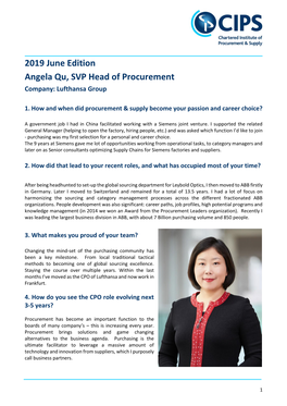 2019 June Edition Angela Qu, SVP Head of Procurement