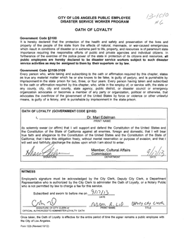 M/W\ Fl, Ud SIGNATURE of CITY CLERK Or PRINT NAME TITLE OFFICIAL AUTHORIZEDTO ADMINISTER LOYALTY OATH