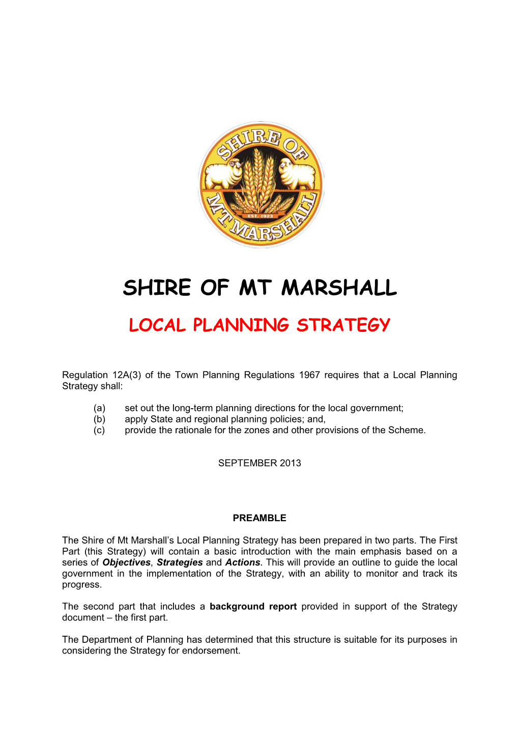 Mt Marshall Local Planning Strategy