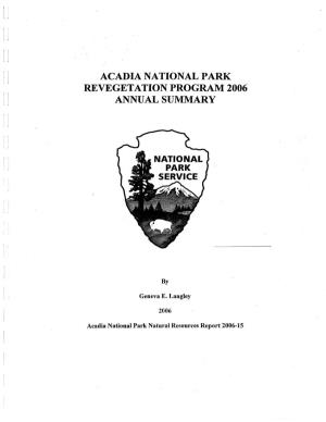 Acadia National Park Revegetation Program 2006 Annual Summary