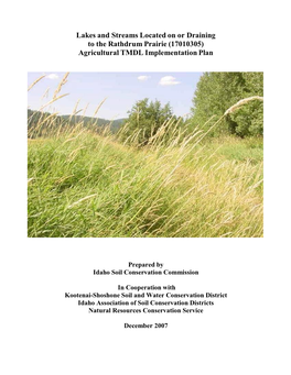 Lakes and Streams Located on Or Draining to the Rathdrum Prairie (17010305) Agricultural TMDL Implementation Plan
