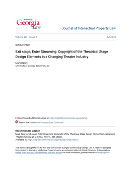 Copyright of the Theatrical Stage Design Elements in a Changing Theater Industry