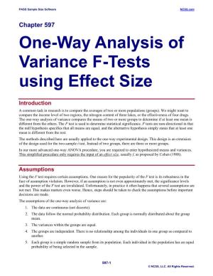 One-Way Analysis of Variance F-Tests Using Effect Size
