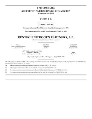 RENTECH NITROGEN PARTNERS, L.P. (Exact Name of Registrant As Specified in Its Charter)