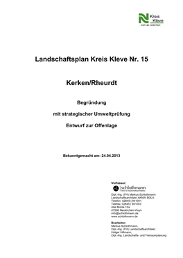 Landschaftsplan Kreis Kleve Nr. 15 Kerken/Rheurdt