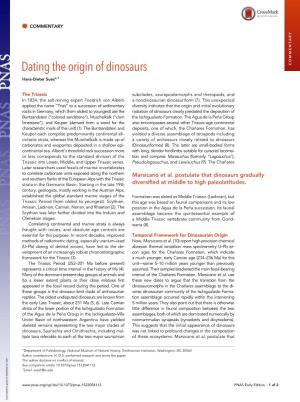 Dating the Origin of Dinosaurs COMMENTARY Hans-Dieter Suesa,1