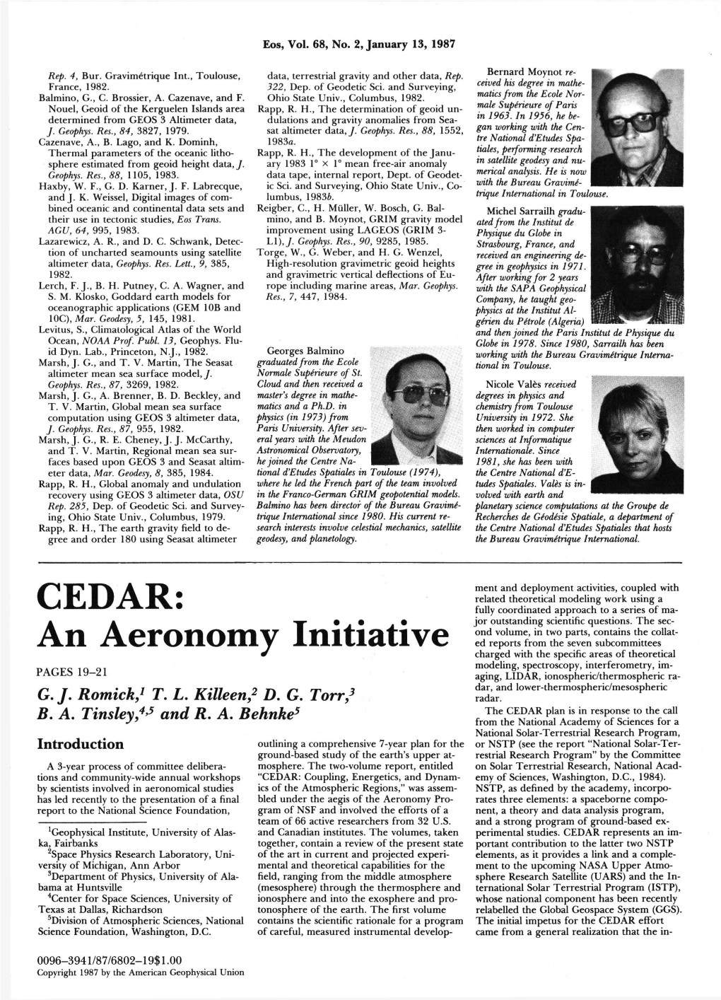 CEDAR an Aeronomy Initiative