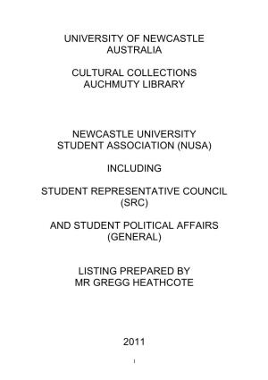 Archives Listing of the Newcastle University Student Association