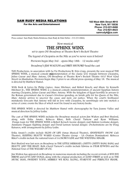 The Sphinx Winx Press Release
