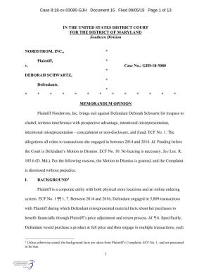 Case 8:18-Cv-03080-GJH Document 15 Filed 09/05/19 Page 1 of 13