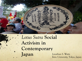 Lotus Sutra Social Activism in Contemporary Japan Jonathan S