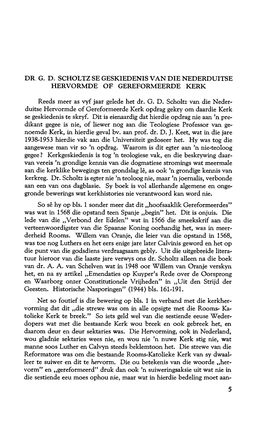 Dr. G. D. Scholtz Se Geskiedenis Van Die Nederduitse Hervormde of Gereformeerde Kerk