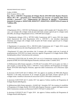 Codice A1808A D.D. 22 Marzo 2019, N. 868 Reg. (UE) N. 1305/2013