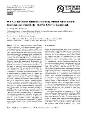 SCS-CN Parameter Determination Using Rainfall-Runoff Data in Heterogeneous Watersheds – the Two-CN System Approach