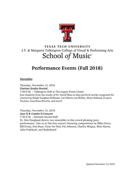 Performance Events (Fall 2018)