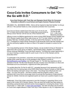 Coca-Cola Invites Consumers to Get “On the Go with D.O.”