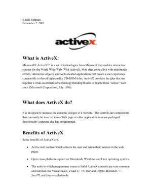 What Is Activex: What Does Activex Do? Benefits of Activex