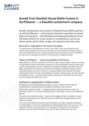 Axwell from Swedish House Mafia Invests in Surfcleaner – a Swedish Sustaintech Company