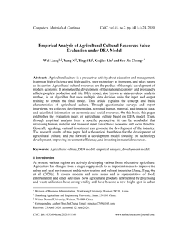 Empirical Analysis of Agricultural Cultural Resources Value Evaluation Under DEA Model
