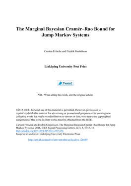 The Marginal Bayesian Cramér–Rao Bound for Jump Markov Systems