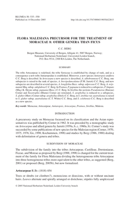 Flora Malesiana Precursor for the Treatment of Moraceae 8: Other Genera Than Ficus