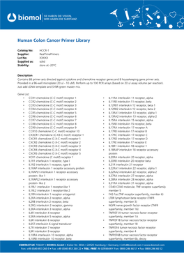 Human Colon Cancer Primer Library