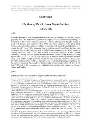 The Role of the Christian Prophet in Acts," W