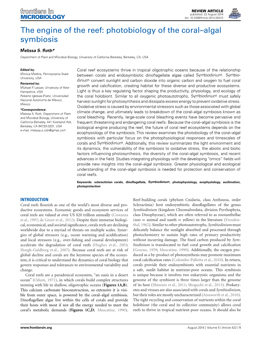 The Engine of the Reef: Photobiology of the Coral–Algal Symbiosis