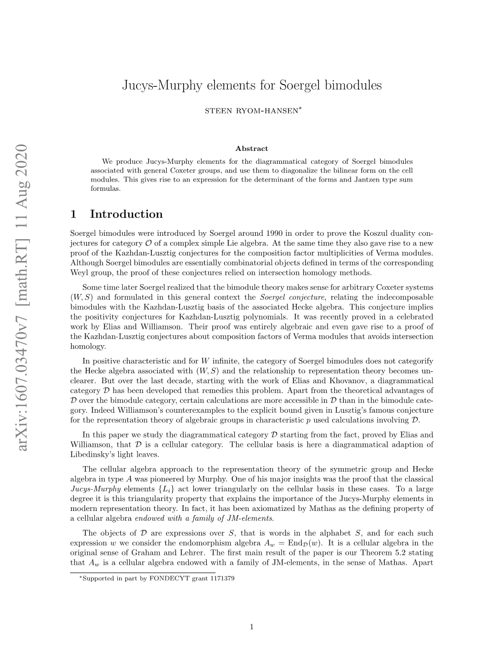 Jucys-Murphy Elements for Soergel Bimodules