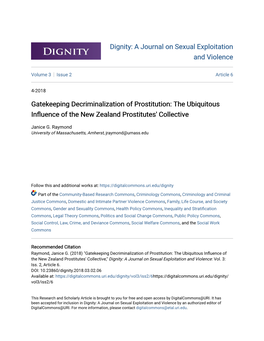 The Ubiquitous Influence of the New Zealand Prostitutes' Collective," Dignity: a Journal on Sexual Exploitation and Violence: Vol