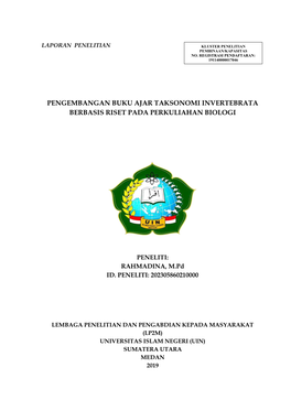 Pengembangan Buku Ajar Taksonomi Invertebrata Berbasis Riset Pada Perkuliahan Biologi