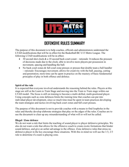 Defensive Rules Summary