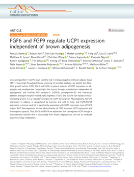FGF6 and FGF9 Regulate UCP1 Expression Independent of Brown Adipogenesis