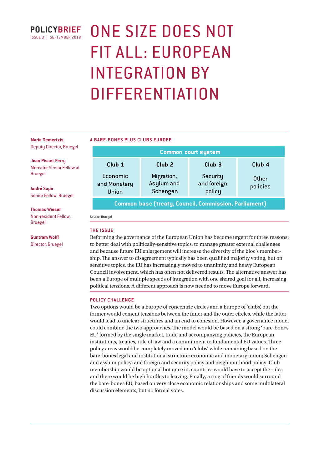 One Size Does Not Fit All: European Integration by Differentiation