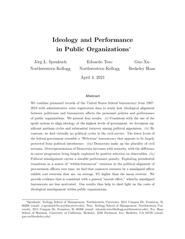 Ideology and Performance in Public Organizations∗