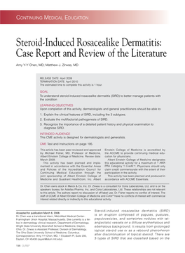 Steroid-Induced Rosacealike Dermatitis: Case Report and Review of the Literature
