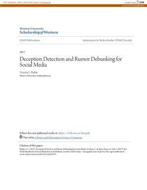 Deception Detection and Rumor Debunking for Social Media Victoria L