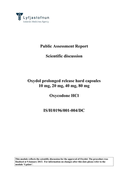 Public Assessment Report Scientific Discussion Oxydol Prolonged