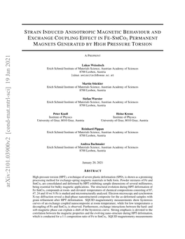 Strain Induced Anisotropic Magnetic Behaviour and Exchange Coupling Effect in Fe-Smco5 Permanent Magnets Generated by High Pressure Torsion