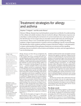 Treatment Strategies for Allergy and Asthma