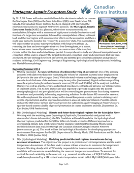 Mactaquac Aquatic Ecosystem Study