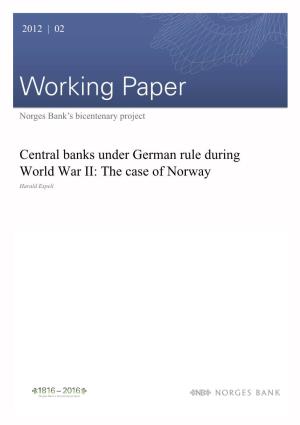 Central Banks Under German Rule During World War II