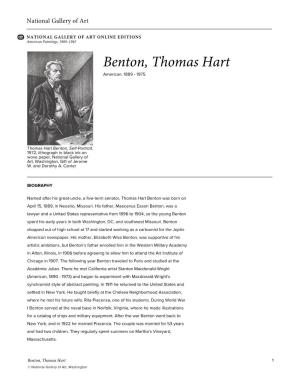 Benton, Thomas Hart American, 1889 - 1975