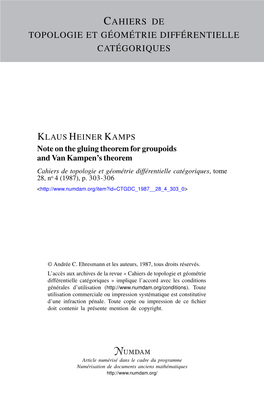 Note on the Gluing Theorem for Groupoids and Van Kampen's