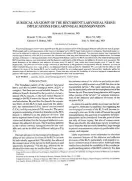 Surgical Anatomy of the Recurrent Laryngeal Nerve