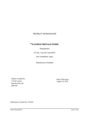 9567-Sandoz Repaglinide Product Monograph.Pdf