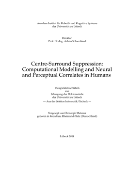 Centre-Surround Suppression: Computational Modelling and Neural and Perceptual Correlates in Humans