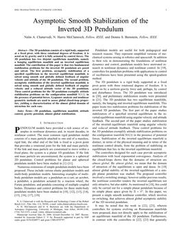 Asymptotic Smooth Stabilization of the Inverted 3D Pendulum Nalin A